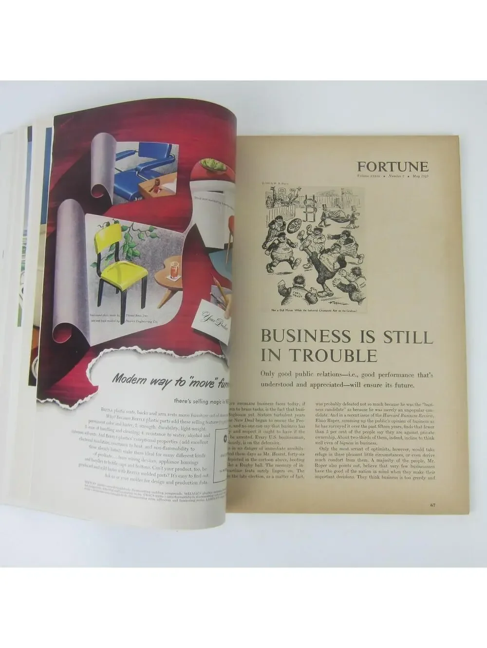 Vintage FORTUNE Magazine May 1949 Arthur Lidov Cover Chrysler Lincoln Ford Ads